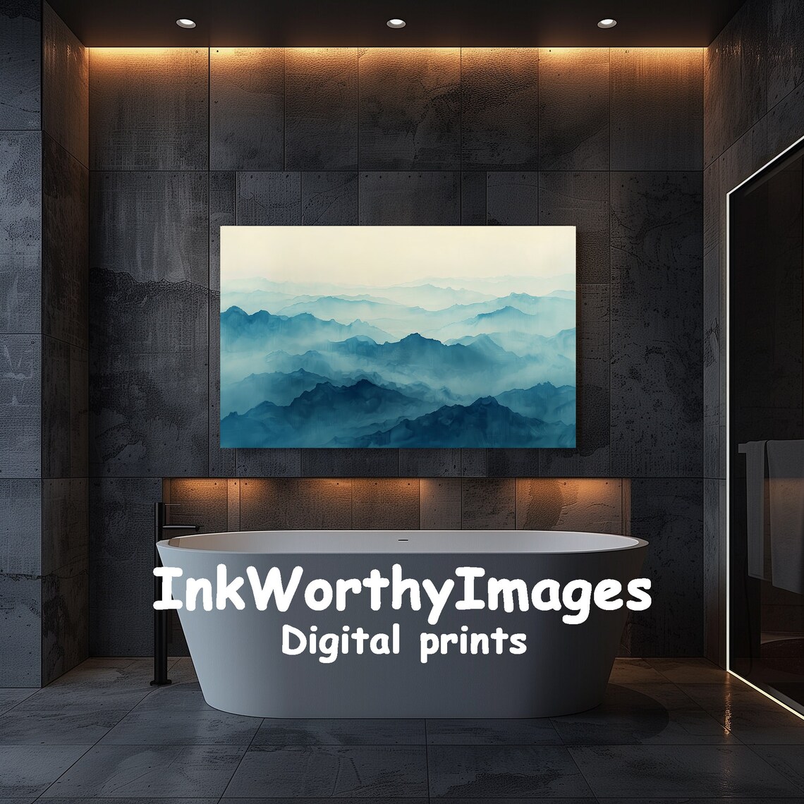Misty Blue Mountains, Tranquil Mountain Range Scene - Image 5