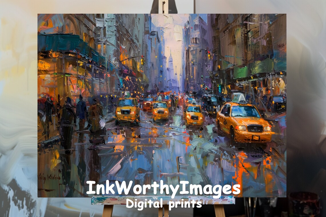 New York City Nightscape, Urban Street Scene