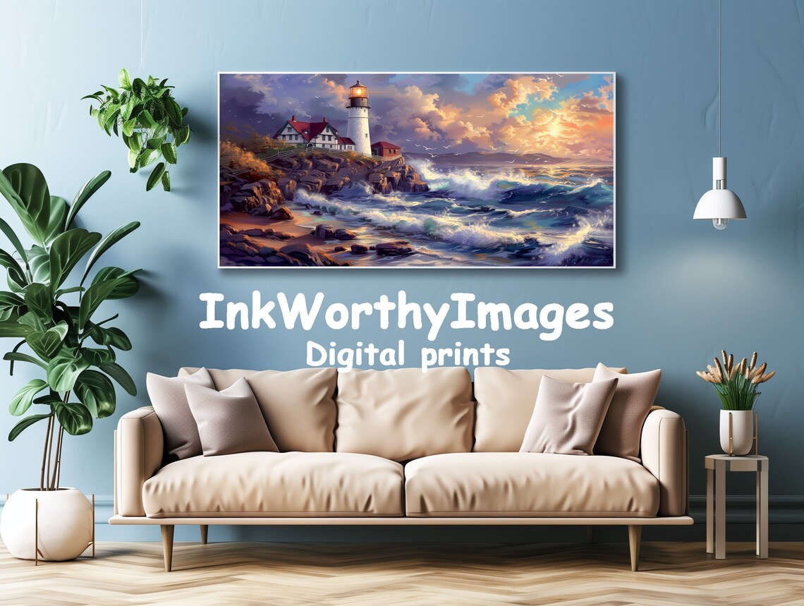 Lighthouse At Sunset, Coastal Seascape Print - Image 5