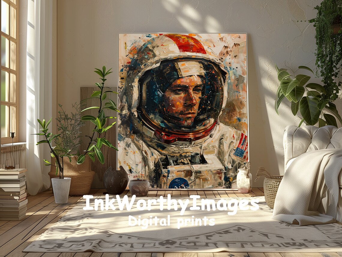 Intrepid Astronaut Portrait, Modern Nasa-Inspired Decor - Image 5