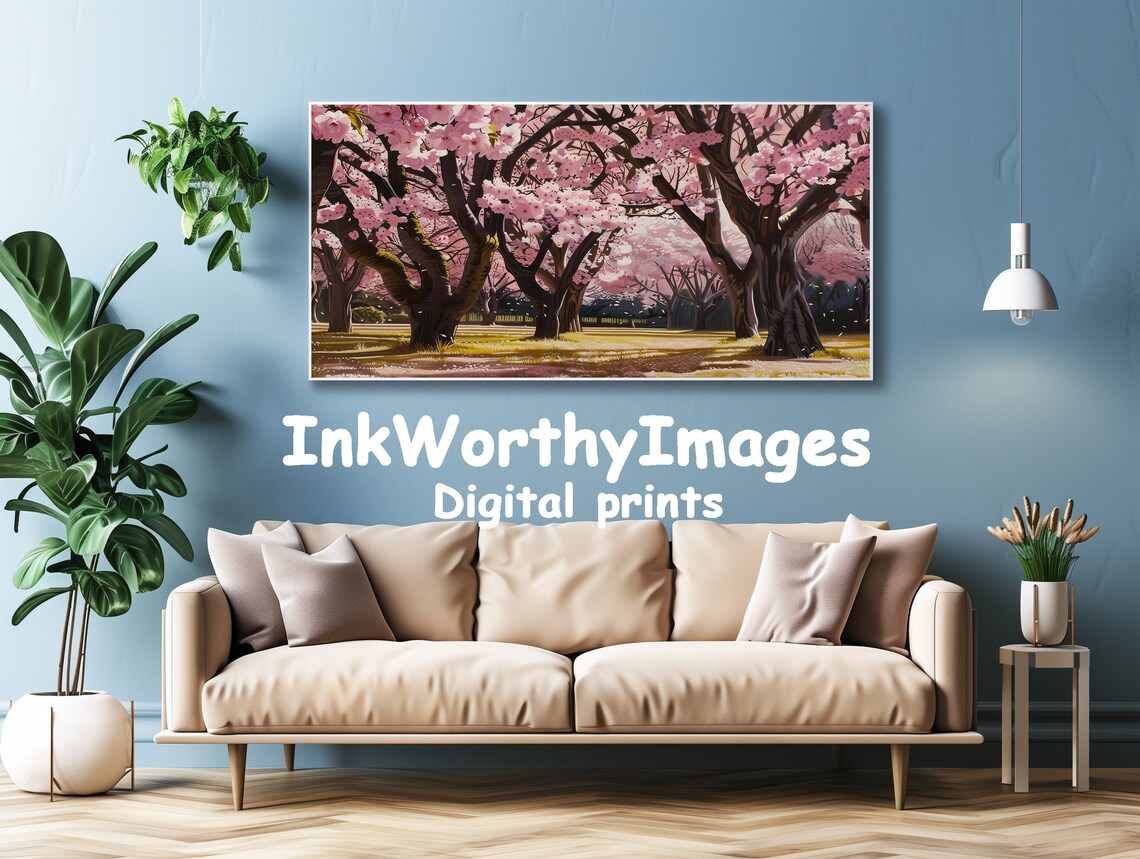 Cherry Blossom Grove Art Print, Spring Landscape - Image 4