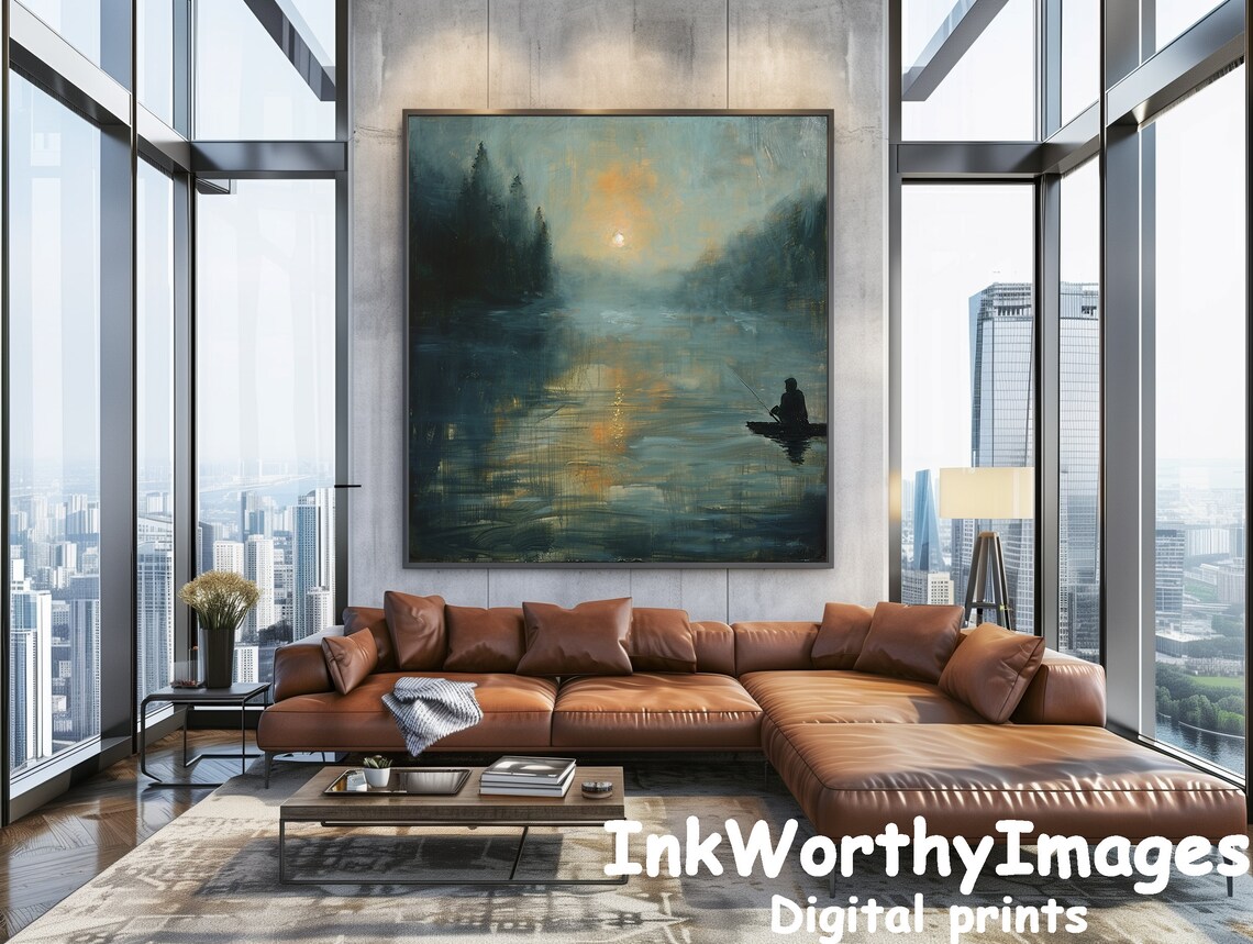 Tranquil Fishing At Sunrise, Serene Lake Scene - Image 5