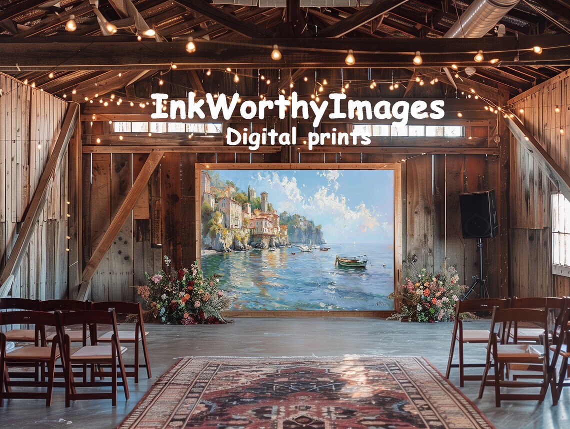 Mediterranean Coastal Village, Serene Harbor View Art Print - Image 6