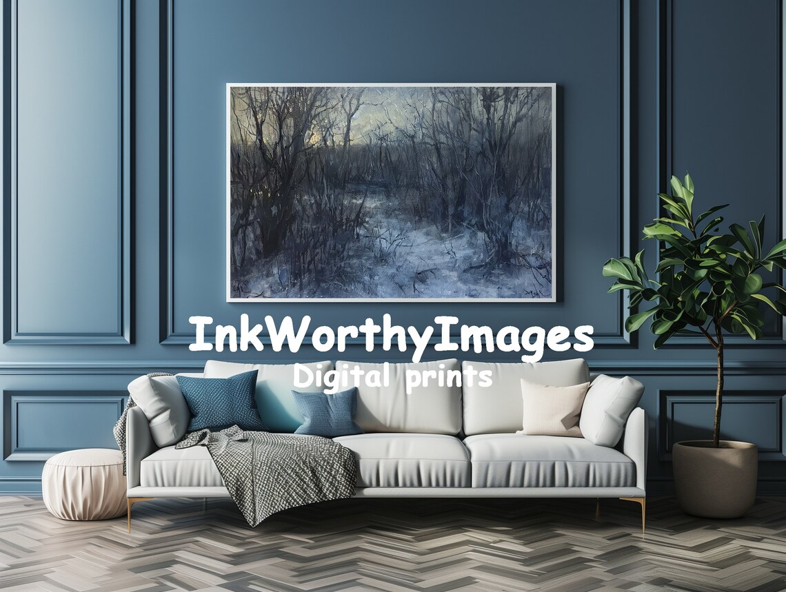 Mystic Winter Forest, Atmospheric Snowy Landscape Art Print - Image 4