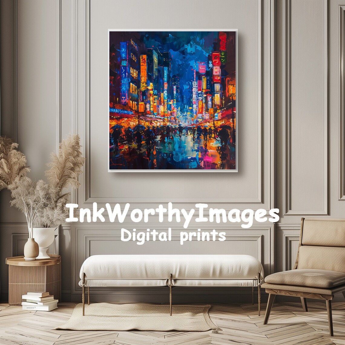 Tokyo Night Street Scene, Neon Cityscape Print - Image 6