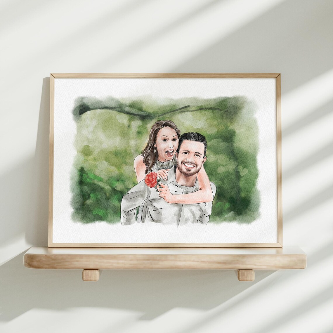 Country Couple Dancing in Field Custom Watercolor Portrait Poster - Image 2