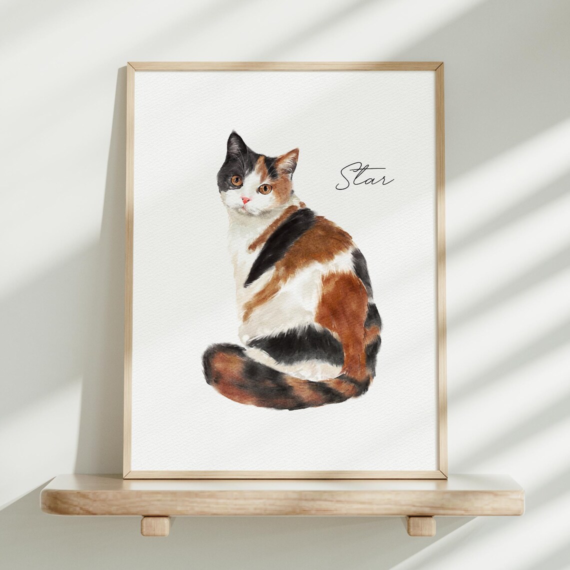 Fluffy Cat Juno with Berry Garland Custom Watercolor Poster Art - Image 2