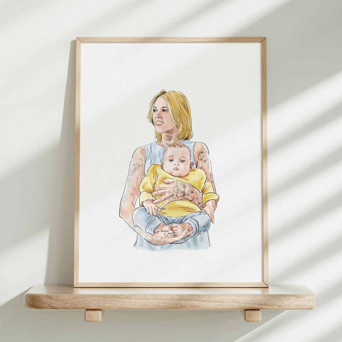 Father and Toddler Playing Soccer Together Watercolor Family Poster - Image 3