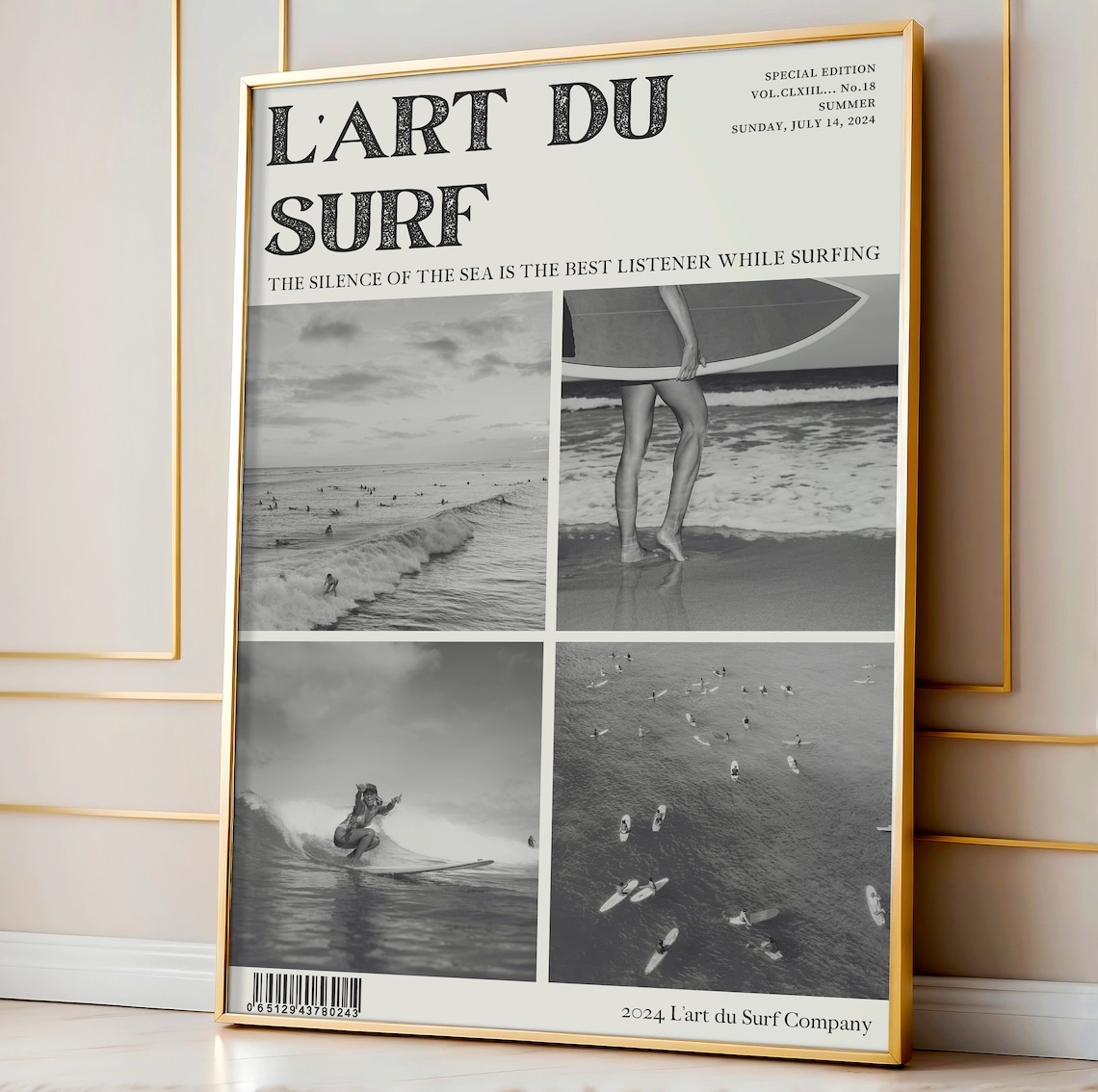 L Art Du Surf Black And White Surfer Girl Magazine Cover Poster - Image 2