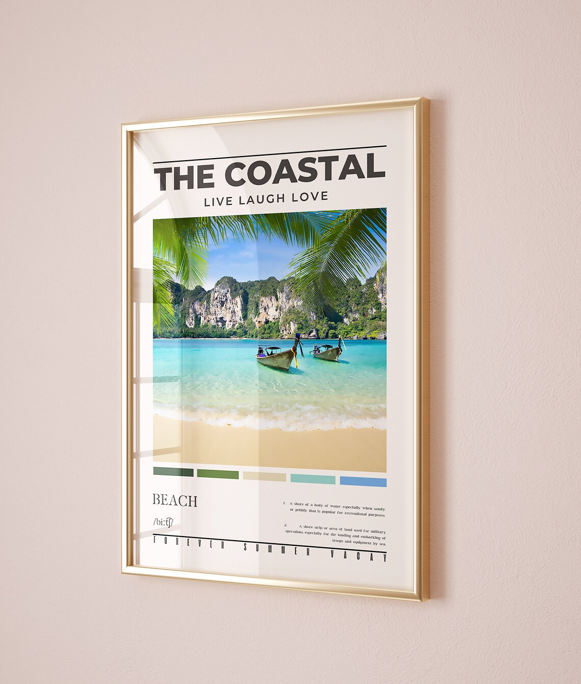 The Coastal Live Laugh Love Tropical Bay Longtail Boats Forever Summer Poster - Image 2