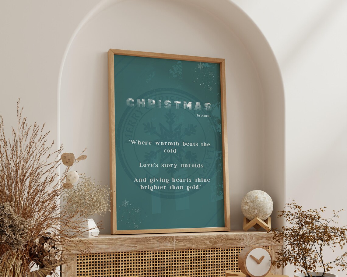 Christmas Definition Print Teal Snowflake Stamp Heartfelt Quote Wall Decor - Image 3