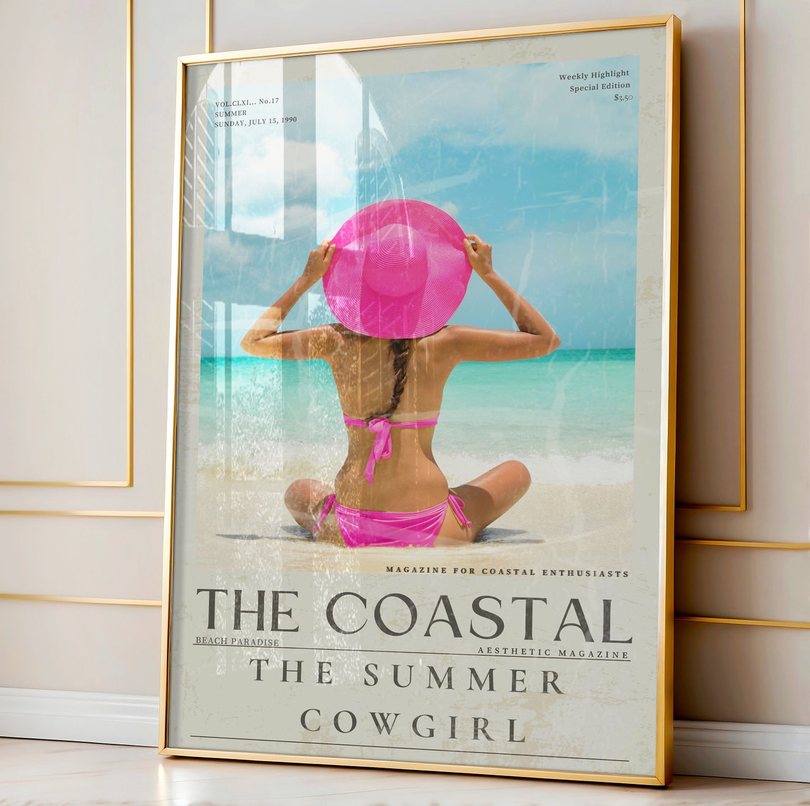The Coastal Magazine Cover Poster Summer Cowgirl Pink Bikini - Image 2