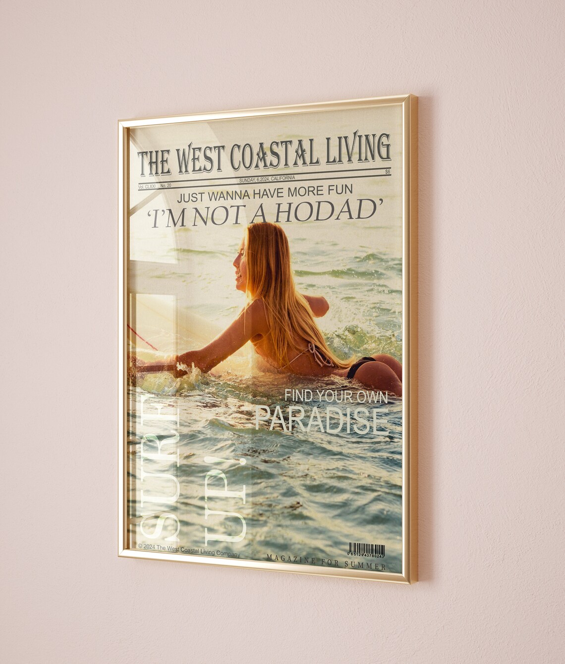 The West Coastal Living Surfer Girl Not A Hodad Vintage Poster - Image 2