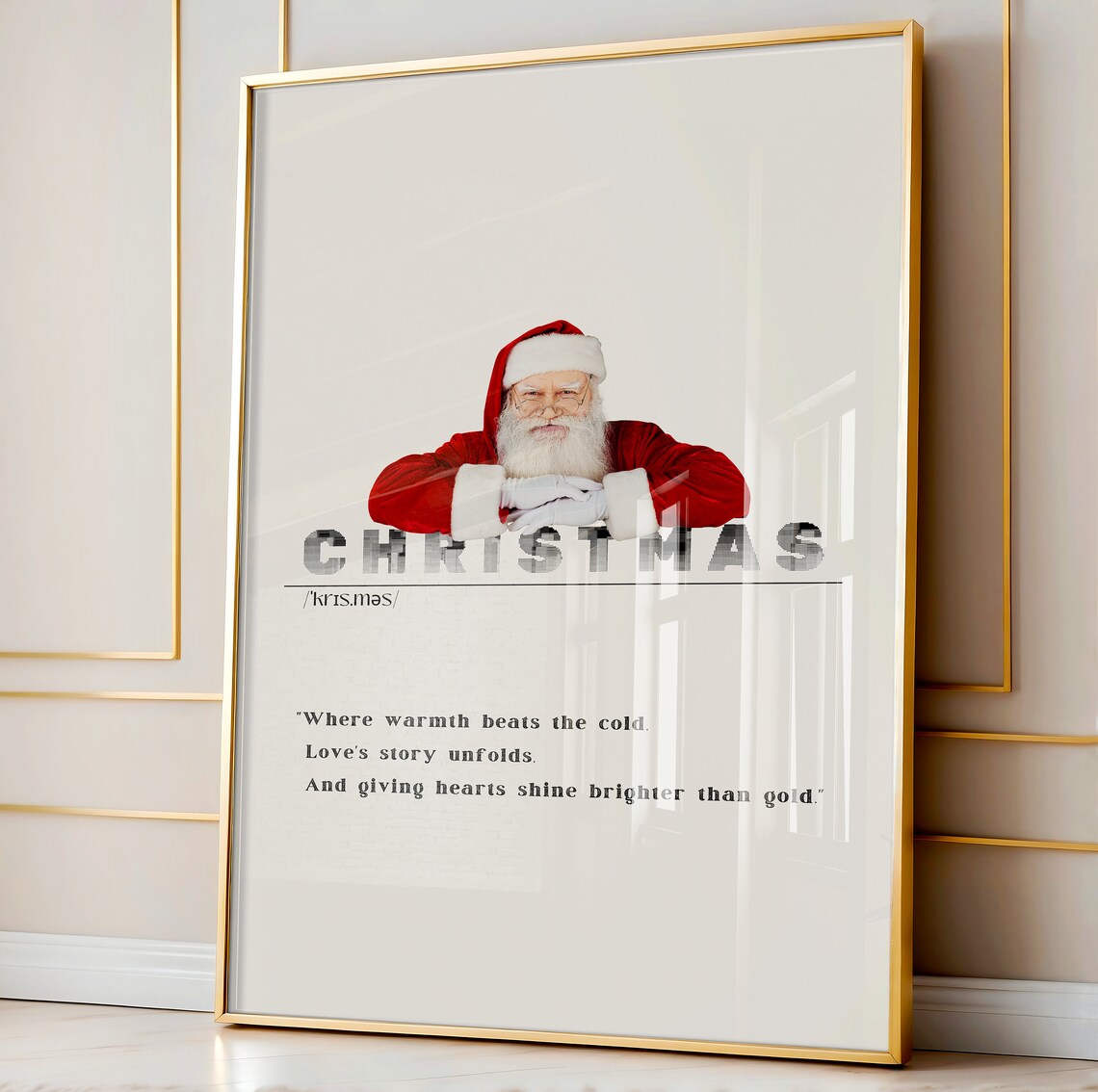 Christmas Definition Print Santa Leaning On Title Heartfelt Quote Wall Decor - Image 2