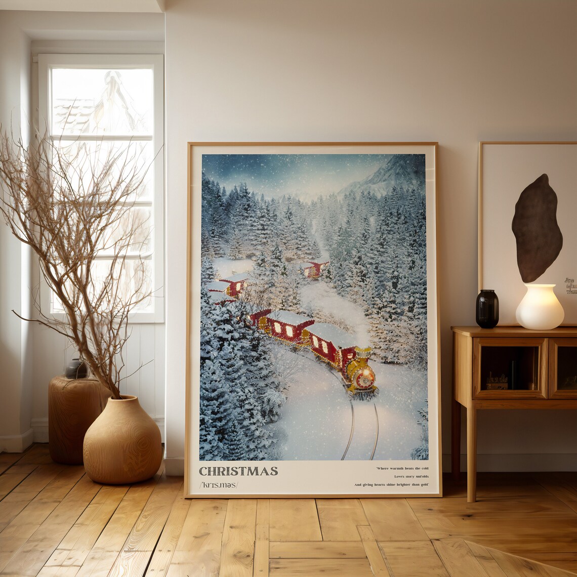 Christmas Train Definition Print Snowy Forest Locomotive Holiday Quote Art - Image 3