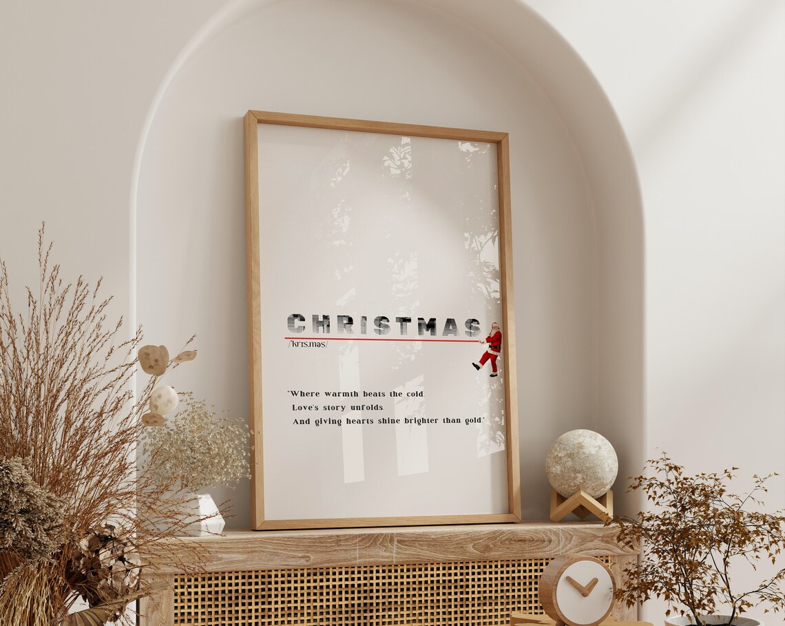 Christmas Definition Print Minimalist Santa Pulling Title Heartfelt Quote - Image 3