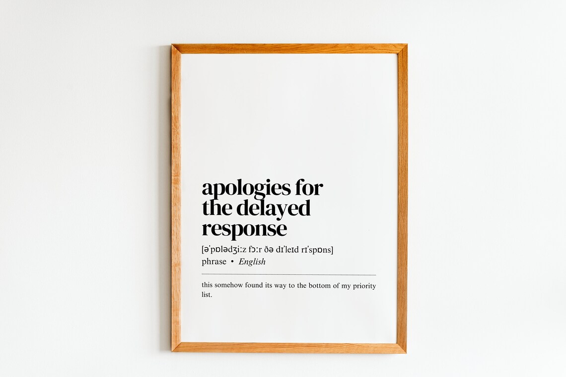 Apologies Definition Poster, Funny Office Wall Art