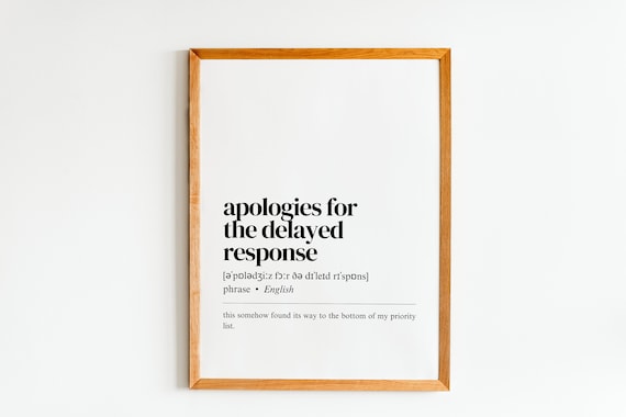 Apologies Definition Poster, Funny Office Wall Art