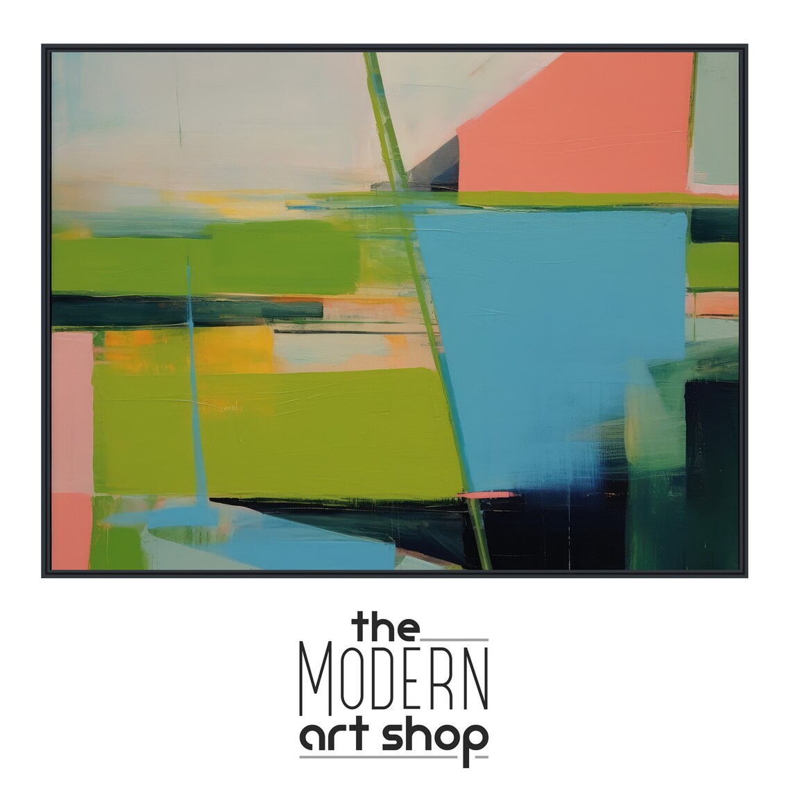 Large Abstract Wall Art Framed Print Modern Abstract Painting Extra Large Teal Green Orange Artwork Vista 3 - Image 4