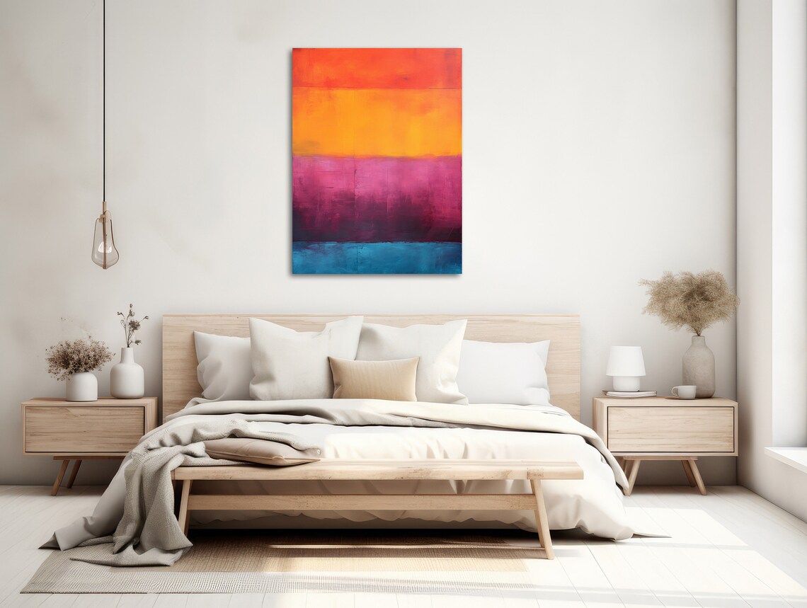 Color Field Sunset Bands Orange Magenta Blue Abstract Art Poster - Image 2