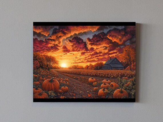 Pumpkin Patch, Rustic Autumn Art Print