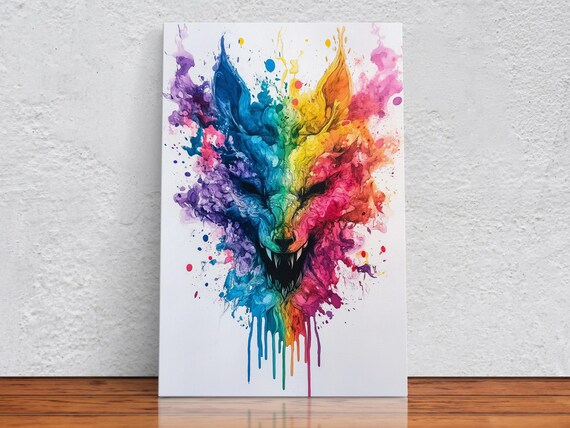 Rainbow Wolf - Vibrant Animal Art Print