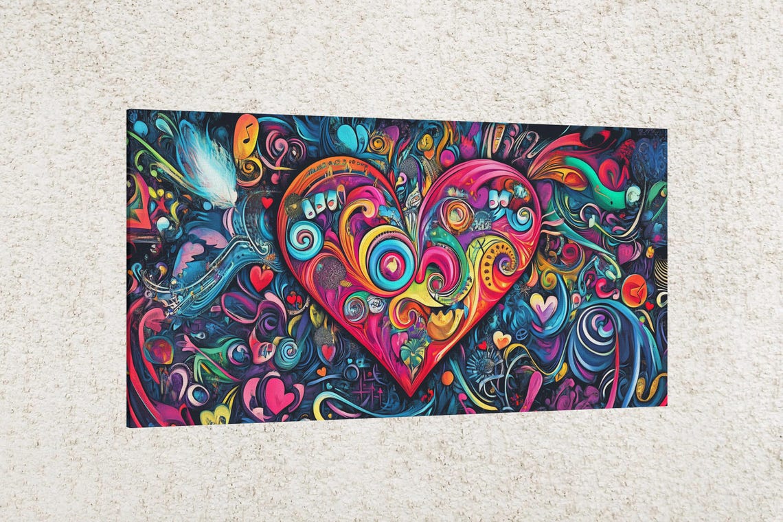 Colorful Heart Melodies Swirling Music Notes Love Art Poster - Image 2