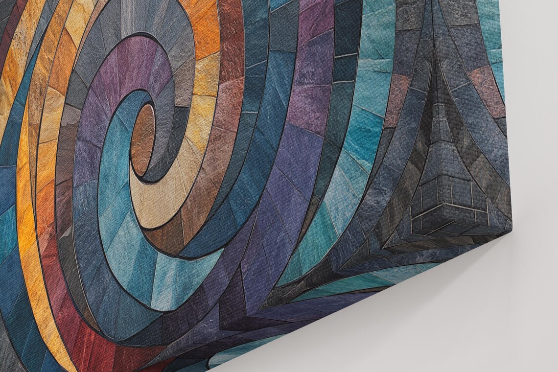Multicolor Spiral Tiles, Abstract Art Print - Image 4