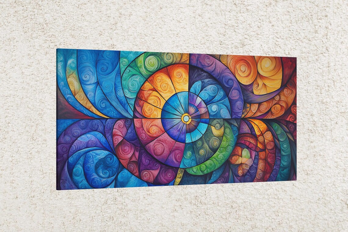 Whimsical Spiral Spectrum Abstract Art Print