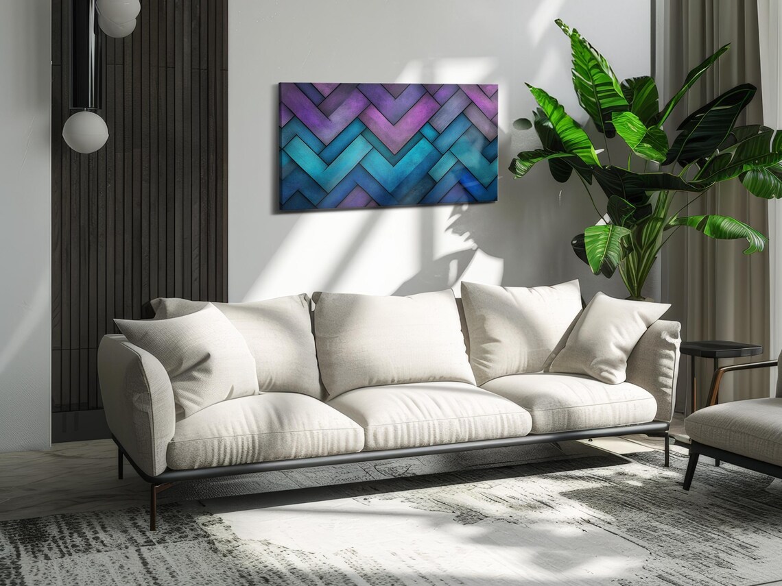 Geometric Chevron Layers, Modern Abstract Art Print - Image 3