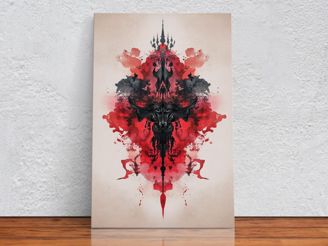 Ornate Red And Black Design, Indian Art