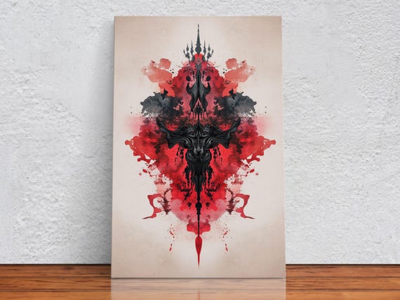 Ornate Red And Black Design, Indian Art