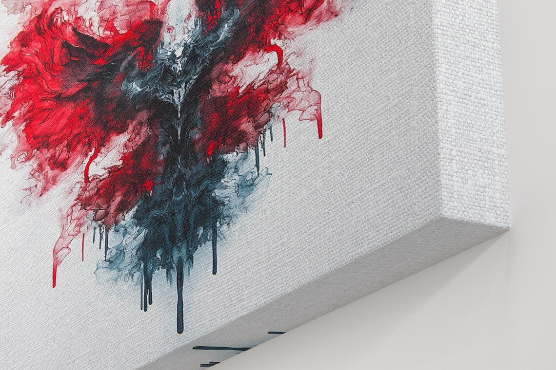 Fiery Red Ink Wings Symmetrical Butterfly Abstract Art Poster - Image 5
