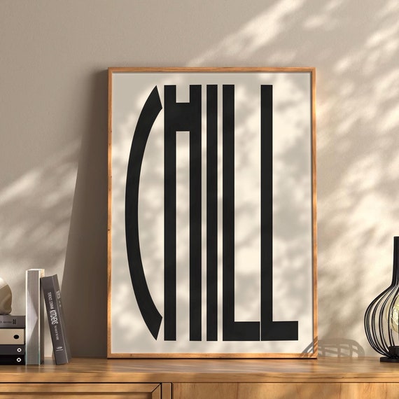 Chill Wall Art Print Vintage Bar Cart Retro Aesthetic Kitchen Decor Poster Apartment Funky Decor Instant