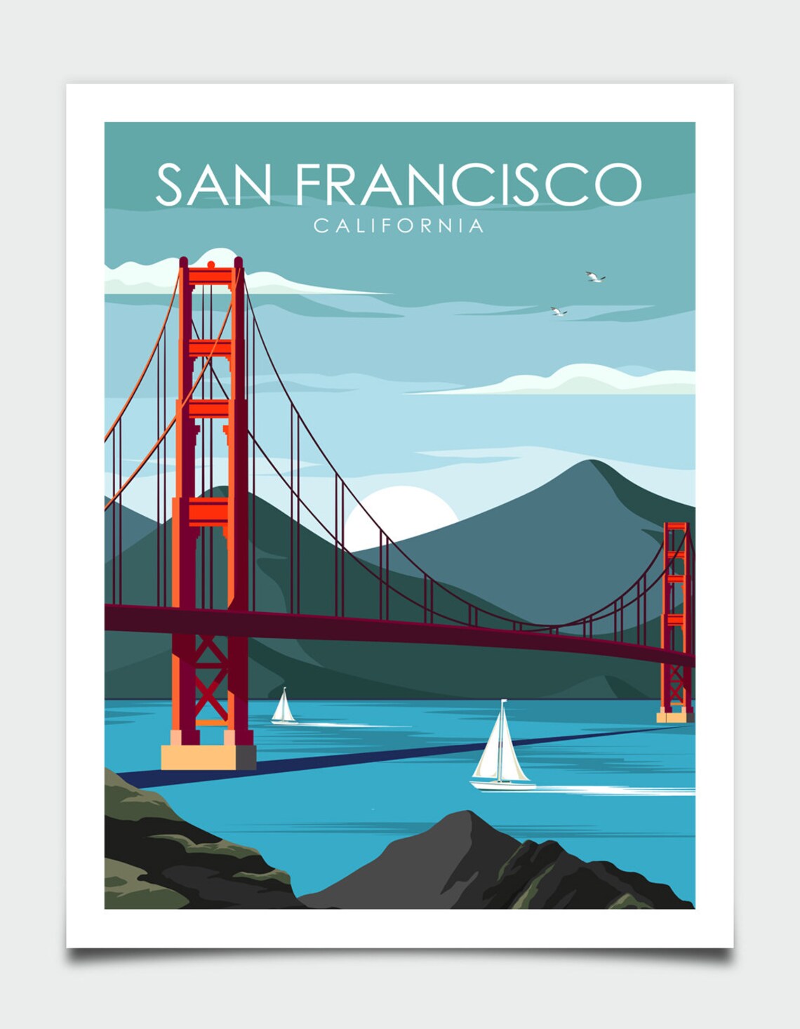 San Francisco Travel Poster, Golden Gate Bridge Print - Image 3