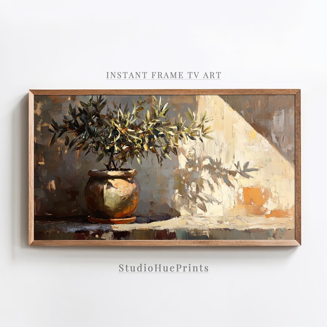 Olive Tree Painting, Rustic Vintage Botanical Still Life