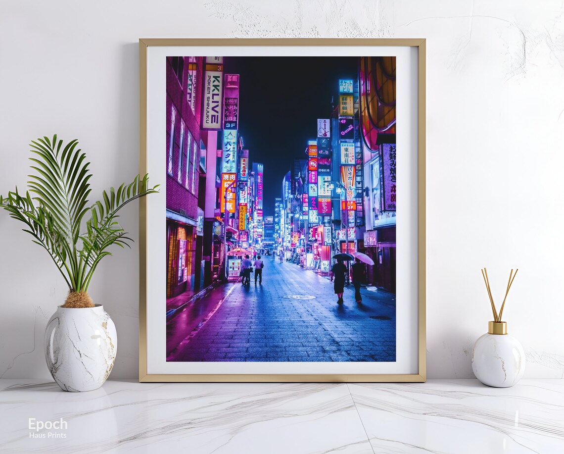 Neon Lights of Shinjuku Tokyo at Night, Japan Travel Poster - Image 3