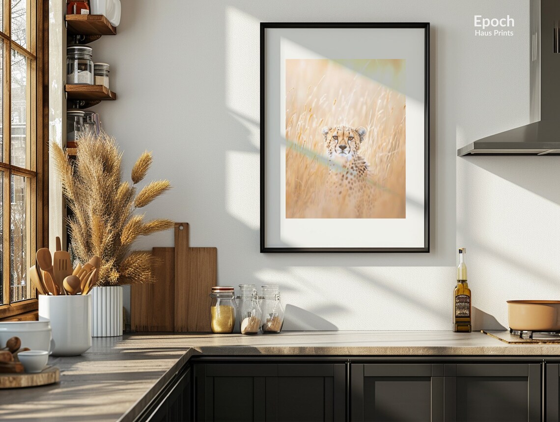 Cheetah Sitting In Tall Golden Grass Wildlife Photography Poster - Image 2