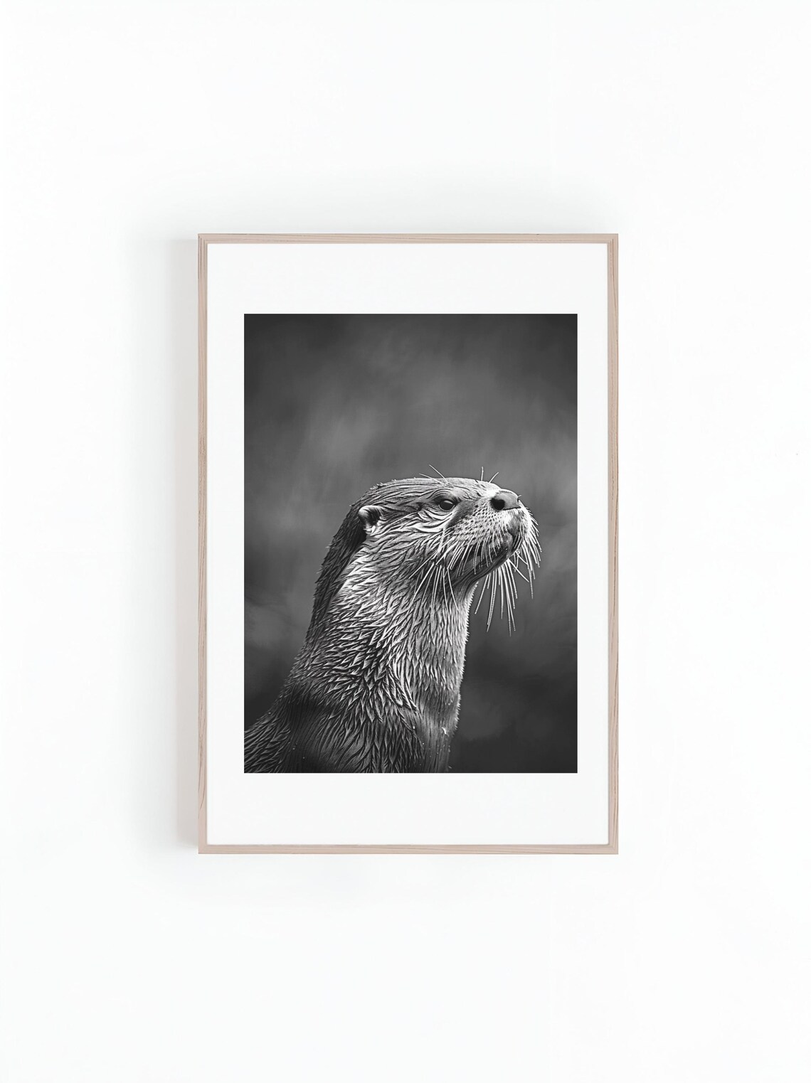 Black And White Otter Photo, Cute Animal Poster
