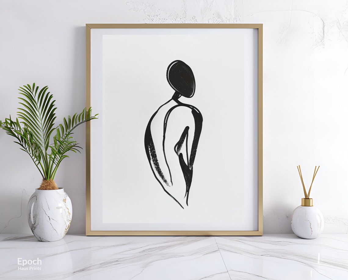 Abstract Woman Stencil Line Art, Minimalist Print