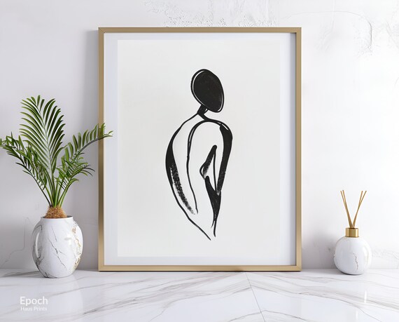 Abstract Woman Stencil Line Art, Minimalist Print