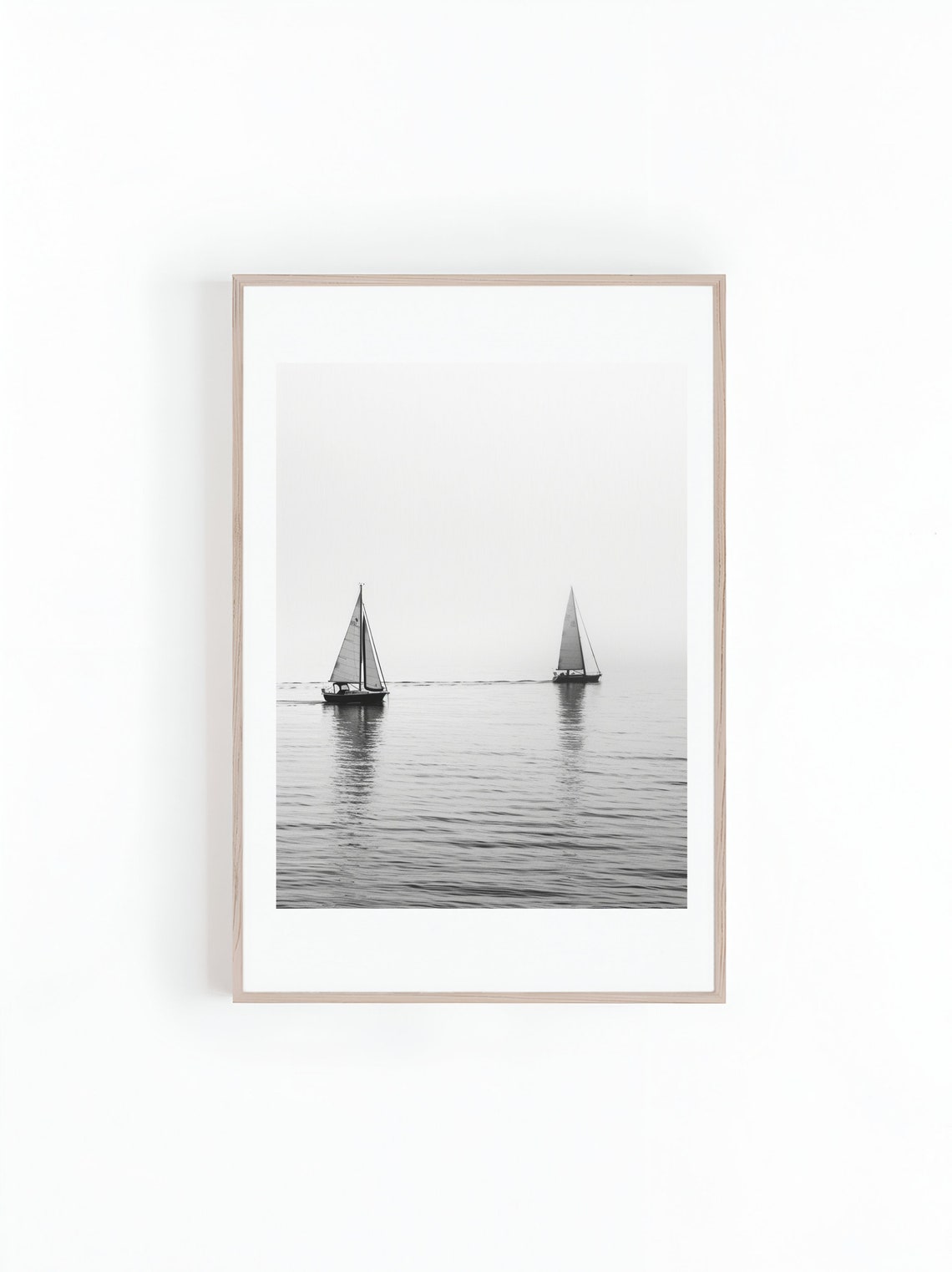 Sailing Boats In Black And White, Minimalist Art Print