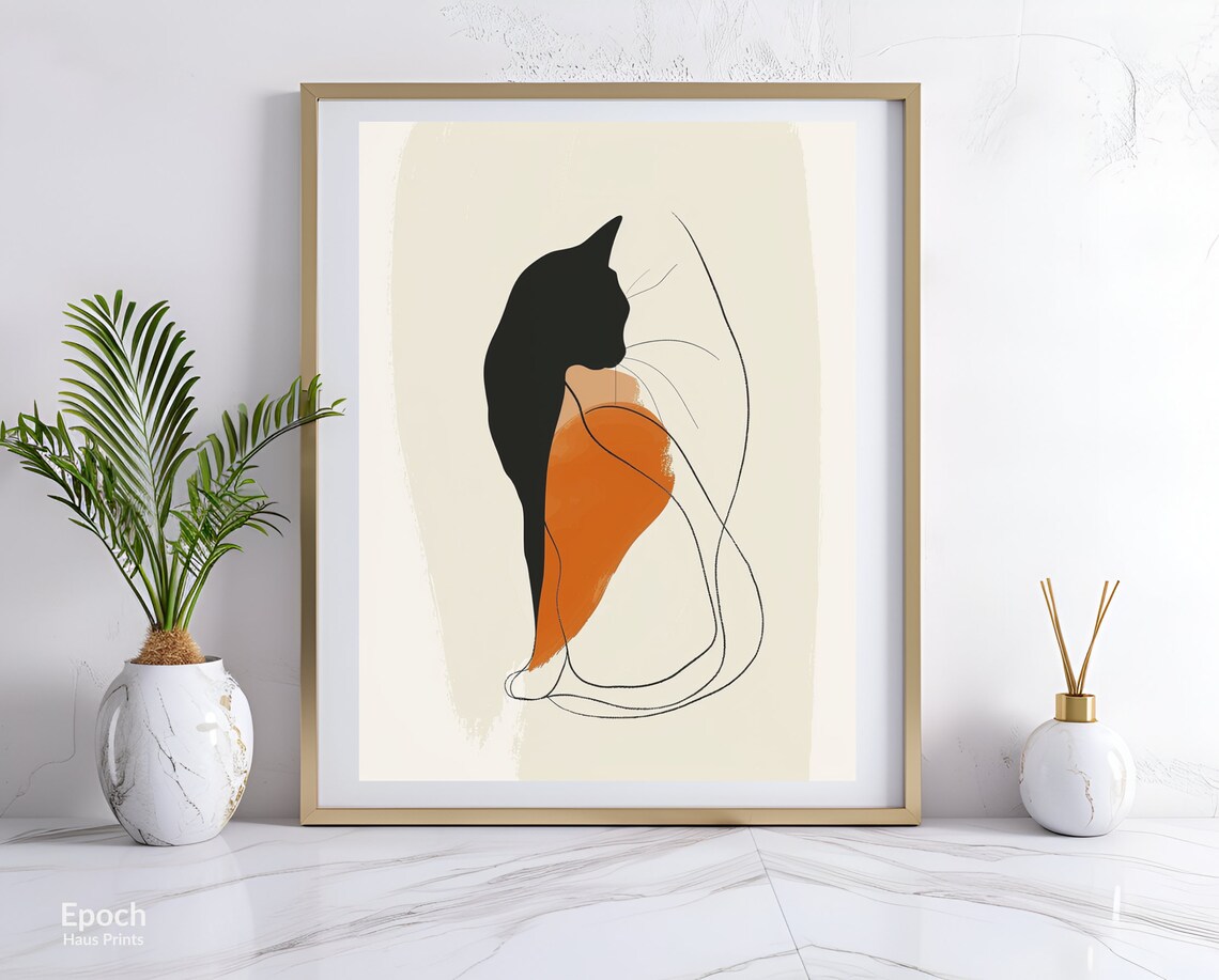 Line Drawing Of Cat, Minimalist Wall Art Print