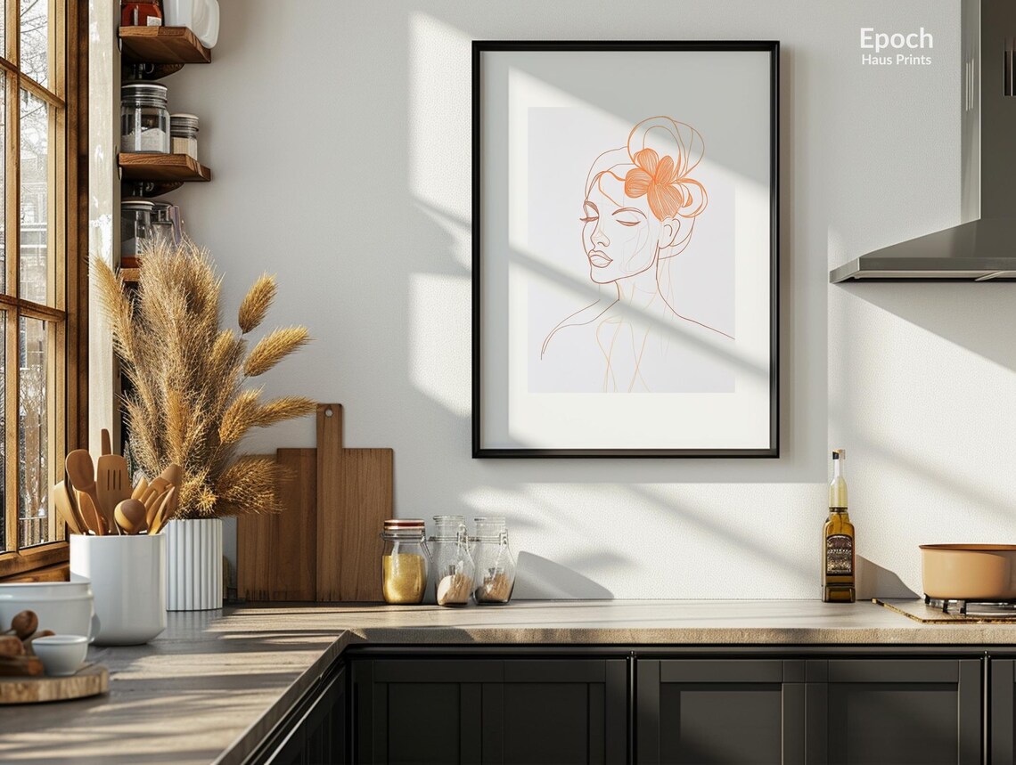 Abstract Drawing Of Woman Stencil Line Art Drawing Of Woman Feminine Figure Art Minimalist Wall Art Print Instant - Image 2