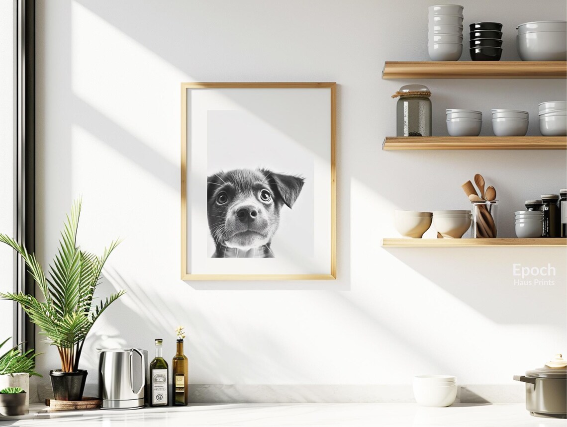 Cute Puppy Black and White Photo Print, Dog Lover Gift - Image 2