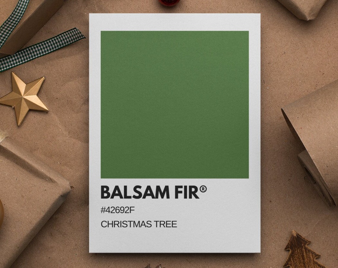 Balsam Fir Christmas Tree Green Pantone Style Color Swatch Poster