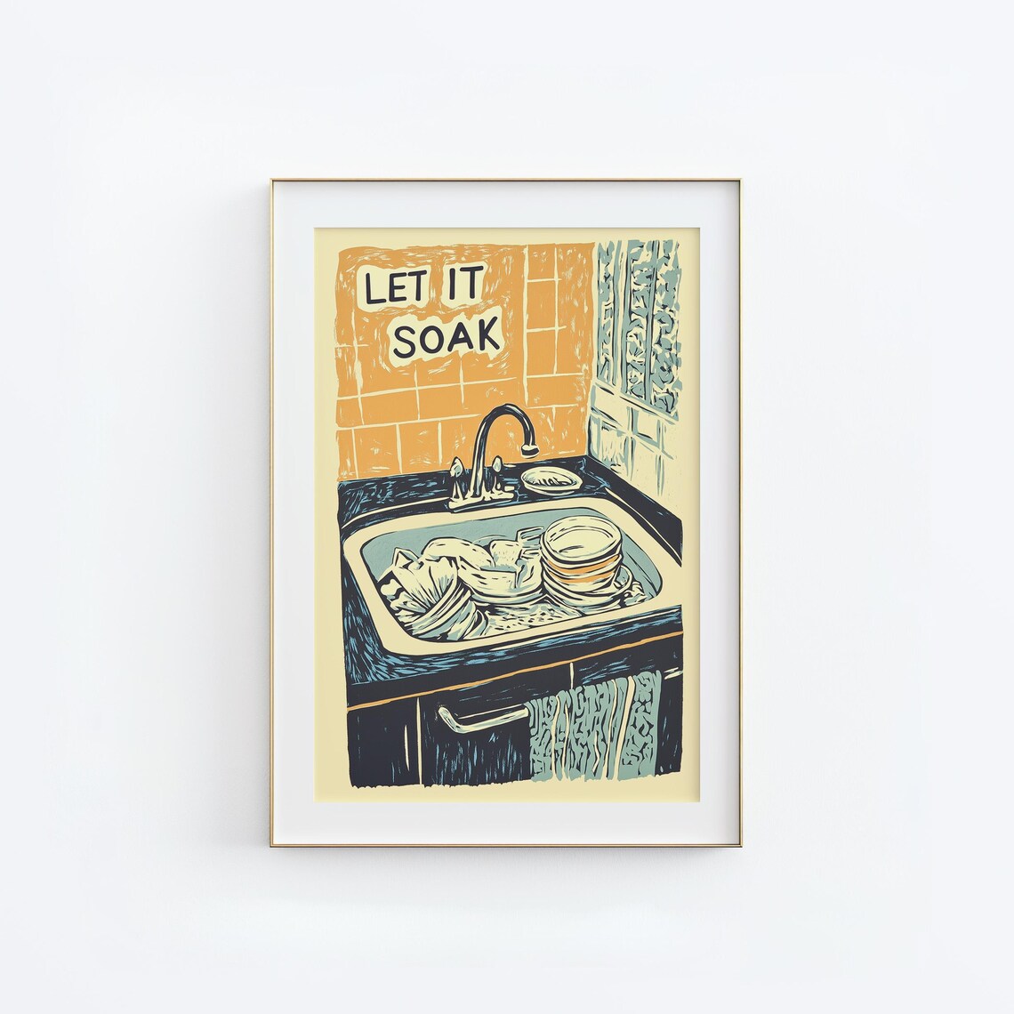 Let It Soak, Minimalist Kitchen Wall Art