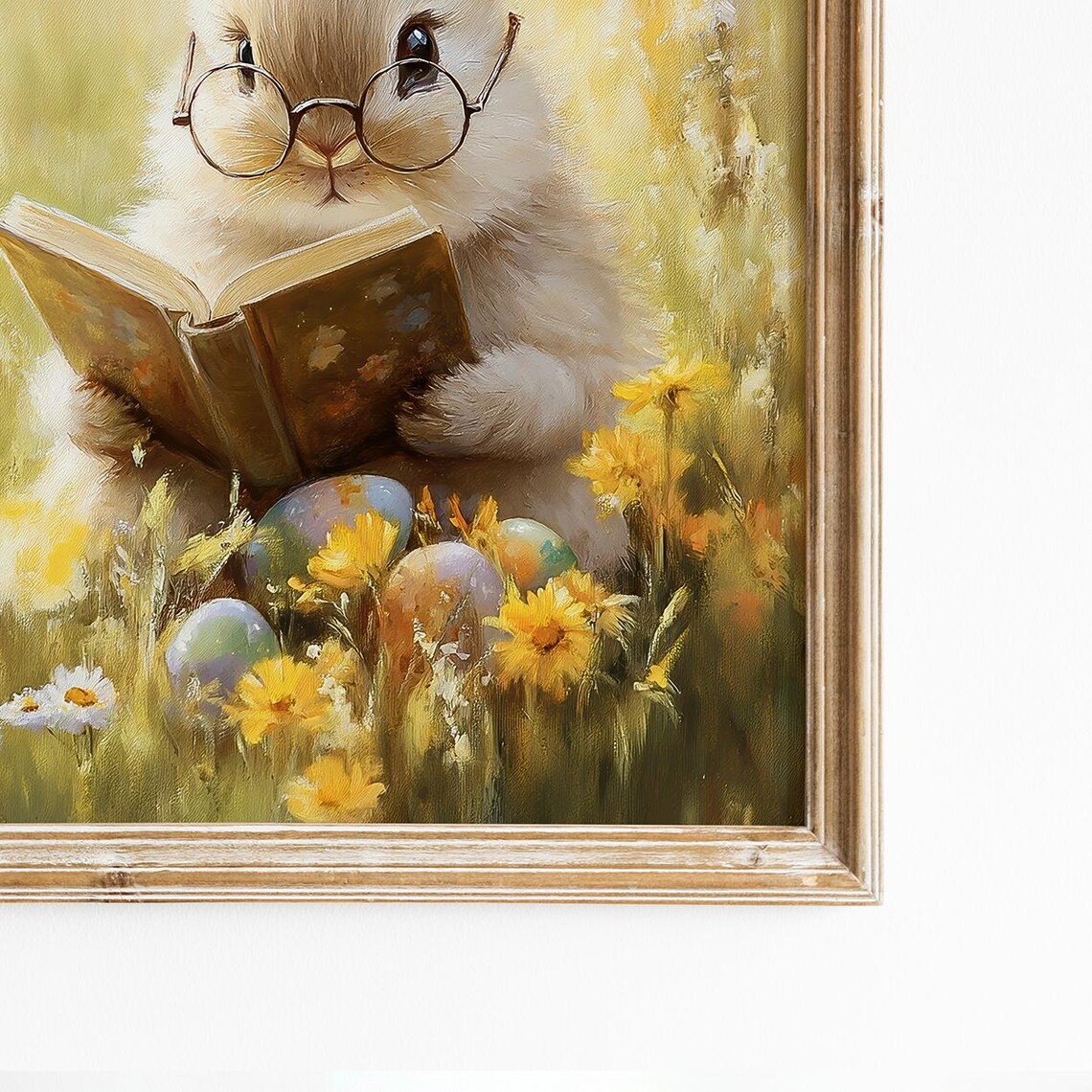 Easter Bunny Reading Book, Spring Nursery Art - Image 2