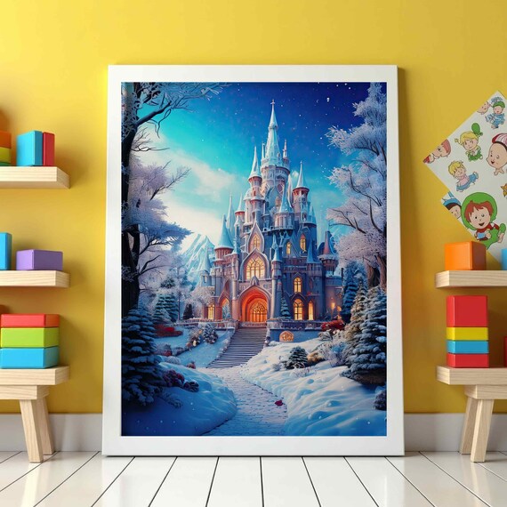 Christmas Castle Art Vintage Holiday Decor Retro Cozy Festive Designs Instant Cute Trendy