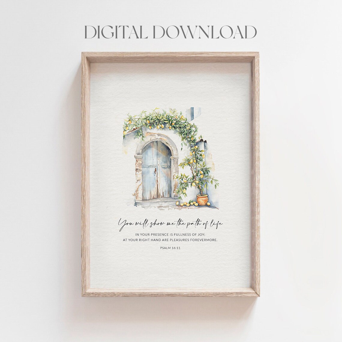 Psalm 16:11 Path of Life Lemon Tree Mediterranean Arch Doorway Poster - Image 3